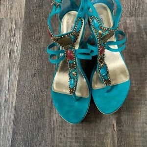 Steve Madden Turquoise Wedge Sandals